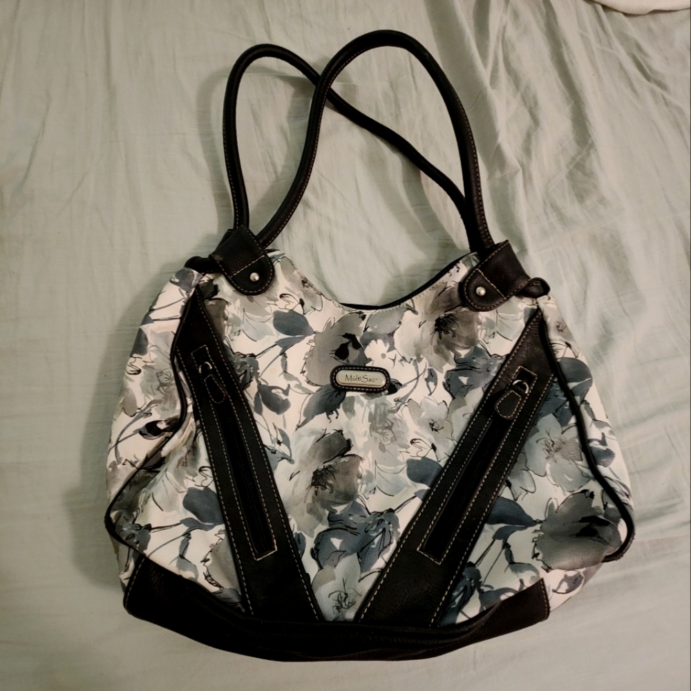 Grey/black floral Multisac purse